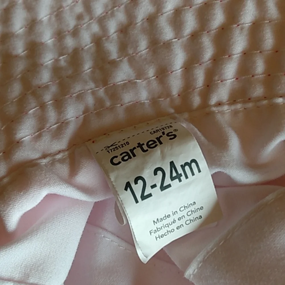 Carters Kids Pink White Polka Dot Sun Hat Bucket Beach Vacation Toddler‎ 12 24m
